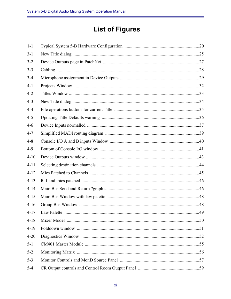 List of figures | Euphonix System Digital Audio Mixing System 5B User Manual | Page 11 / 156