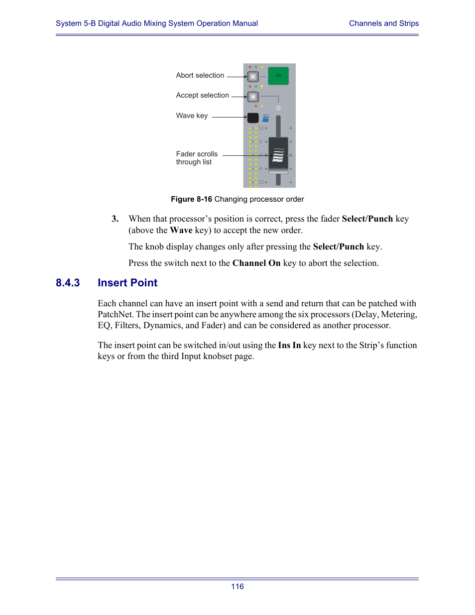 3 insert point, Insert point | Euphonix System Digital Audio Mixing System 5B User Manual | Page 116 / 156