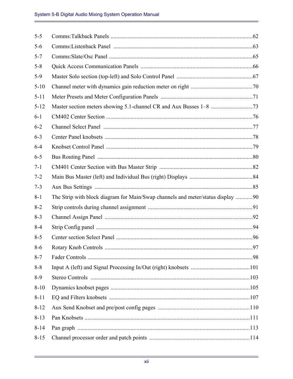 Euphonix System Digital Audio Mixing System 5B User Manual | Page 12 / 156