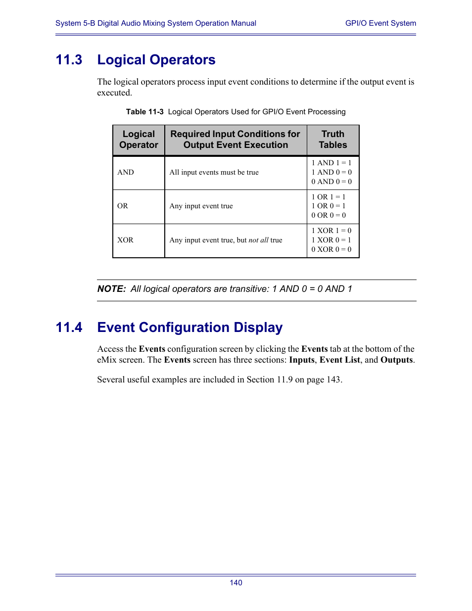 3 logical operators, 4 event configuration display, Logical operators | Event configuration display | Euphonix System Digital Audio Mixing System 5B User Manual | Page 140 / 156