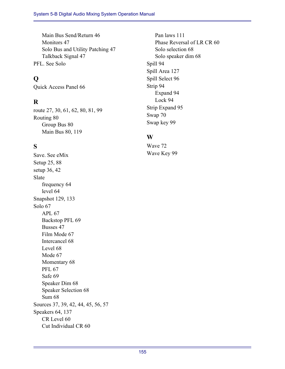 Euphonix System Digital Audio Mixing System 5B User Manual | Page 155 / 156