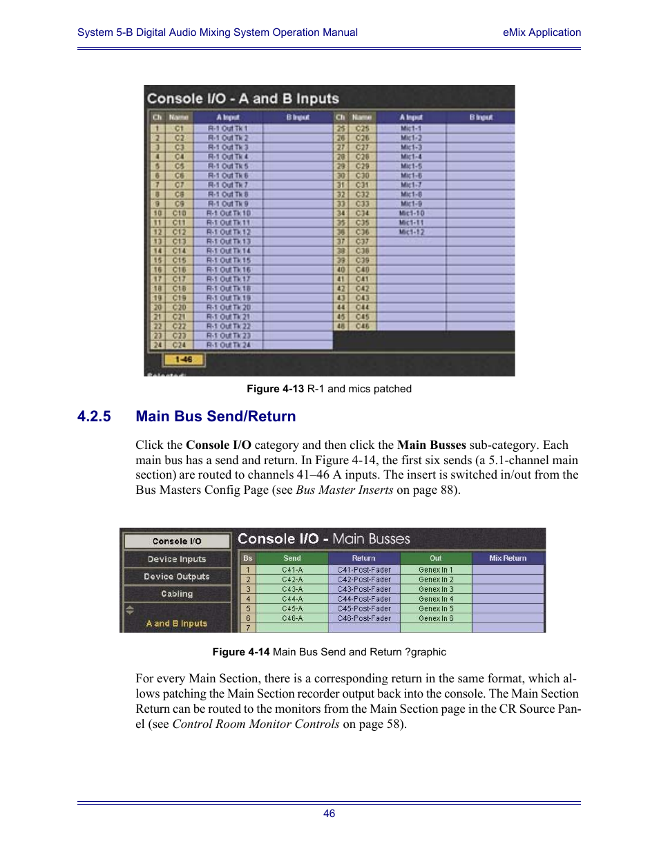 5 main bus send/return, Main bus send/return | Euphonix System Digital Audio Mixing System 5B User Manual | Page 46 / 156