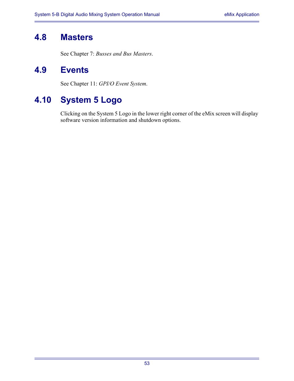 8 masters, 9 events, 10 system 5 logo | Masters, Events, System 5 logo | Euphonix System Digital Audio Mixing System 5B User Manual | Page 53 / 156