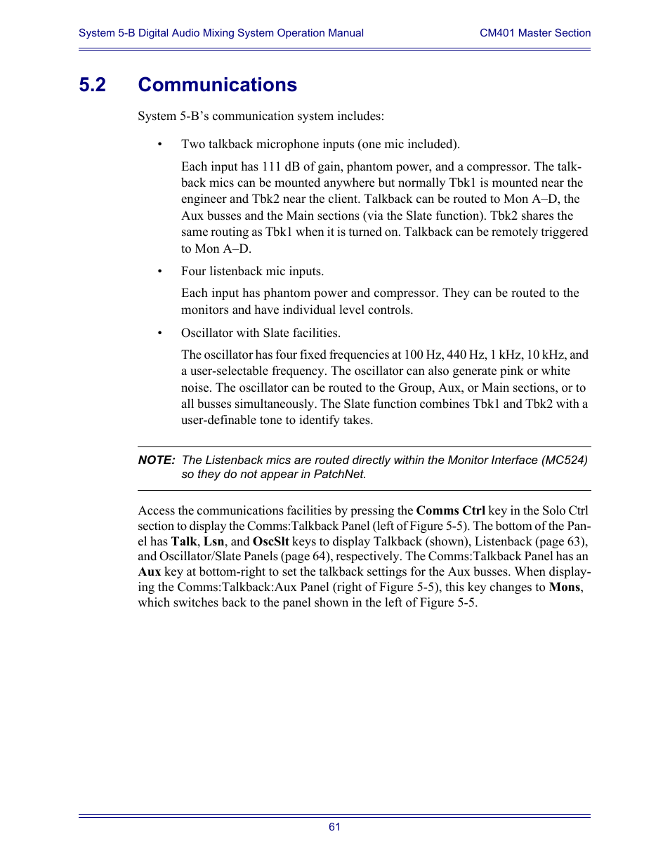 2 communications, Communications | Euphonix System Digital Audio Mixing System 5B User Manual | Page 61 / 156