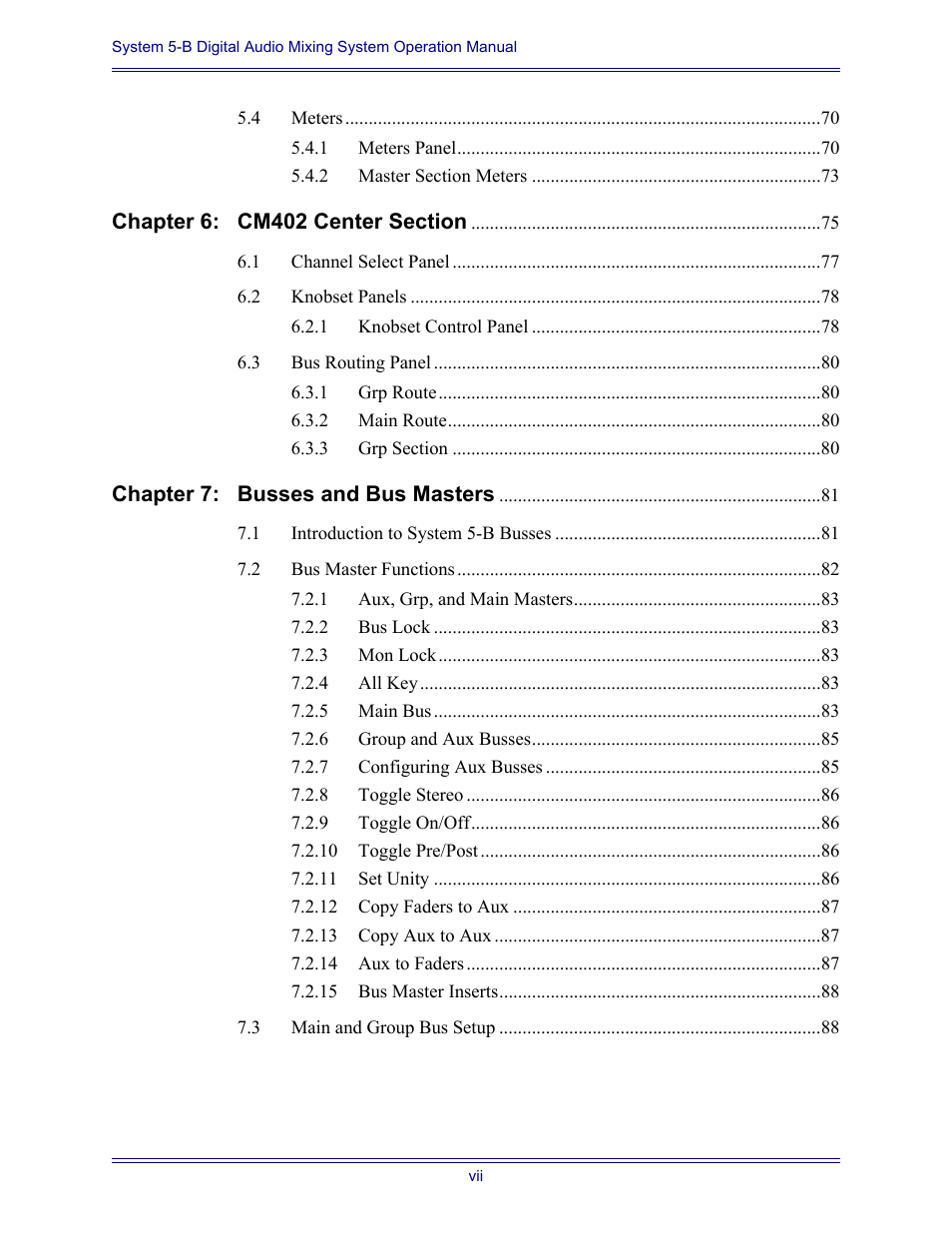 Euphonix System Digital Audio Mixing System 5B User Manual | Page 7 / 156