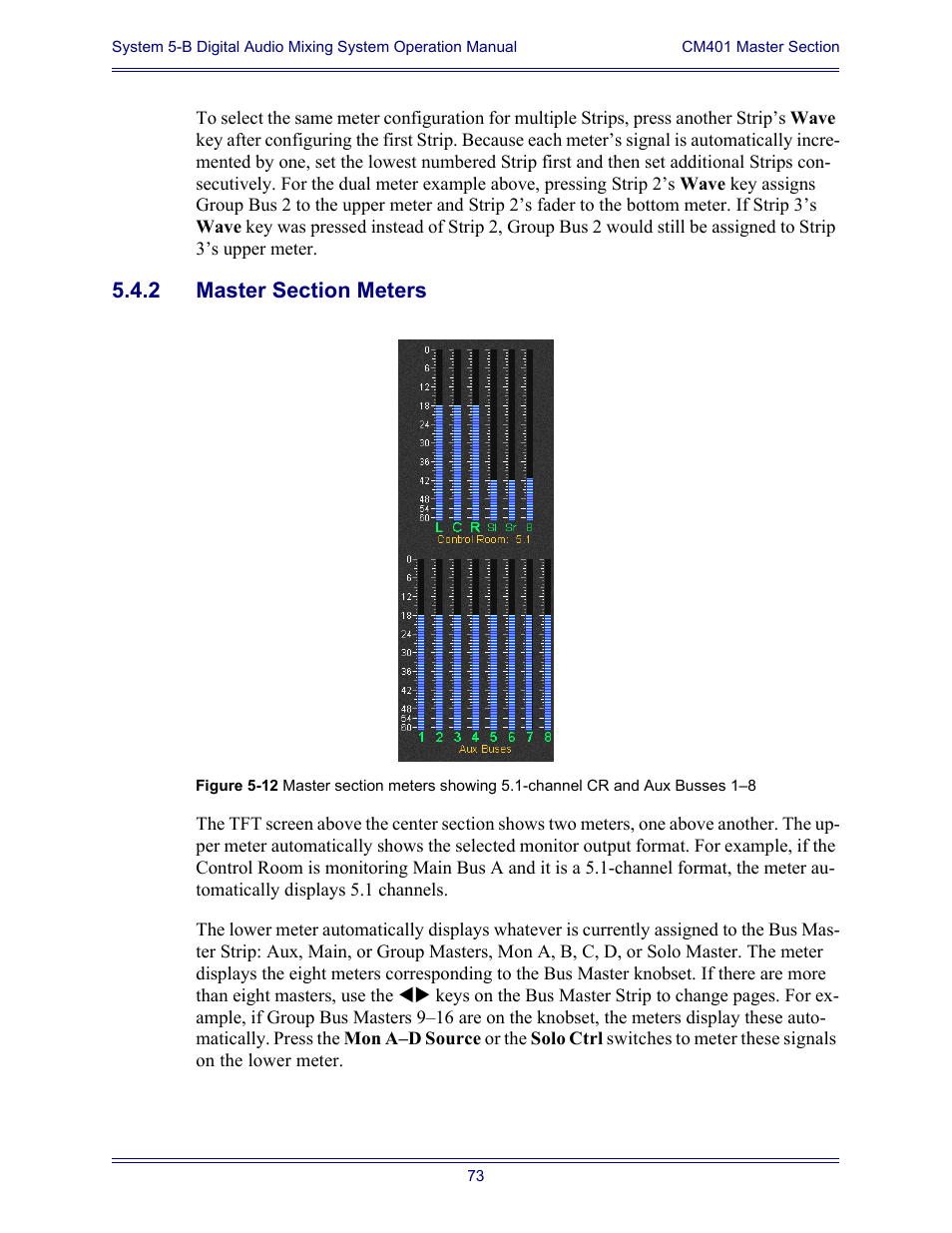 2 master section meters, Master section meters | Euphonix System Digital Audio Mixing System 5B User Manual | Page 73 / 156