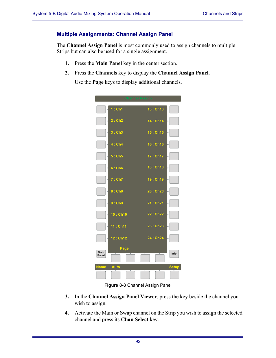 Multiple assignments: channel assign panel | Euphonix System Digital Audio Mixing System 5B User Manual | Page 92 / 156