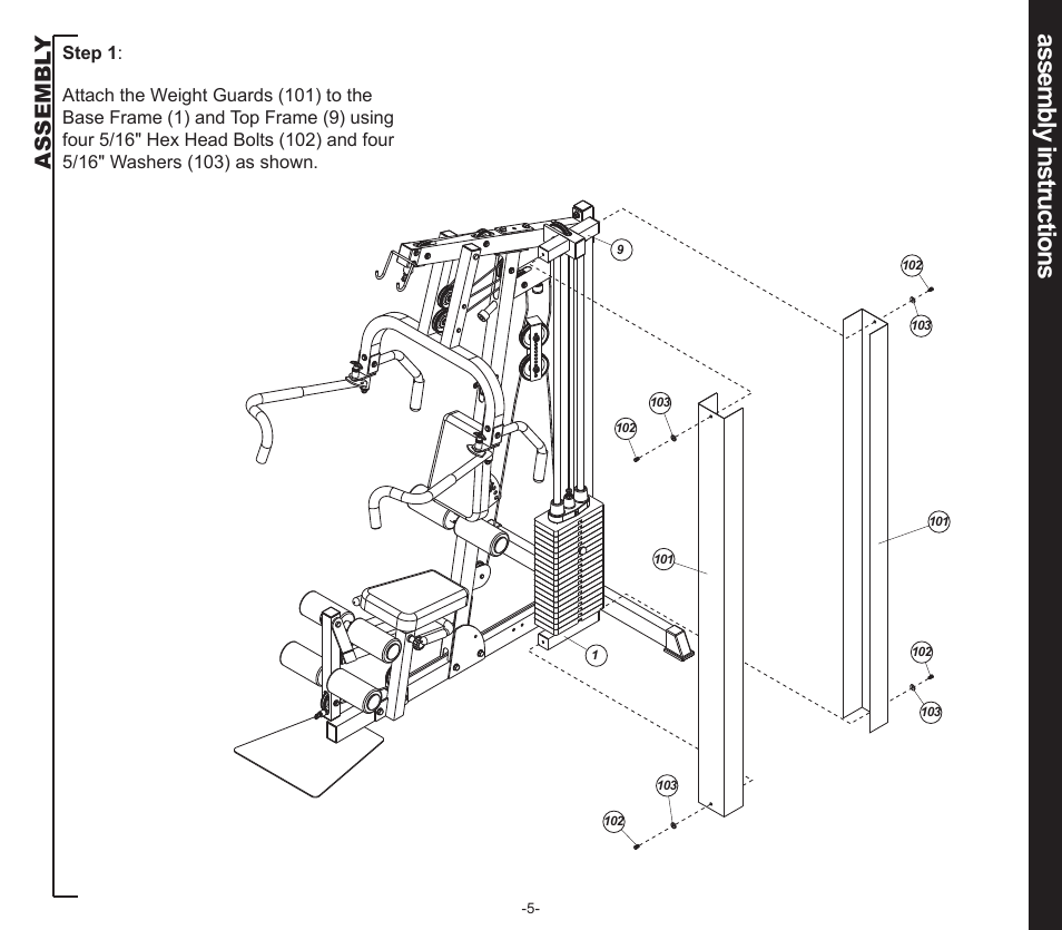 Assembly instructions, Assembl y | Evo Fitness 53551 User Manual | Page 5 / 12