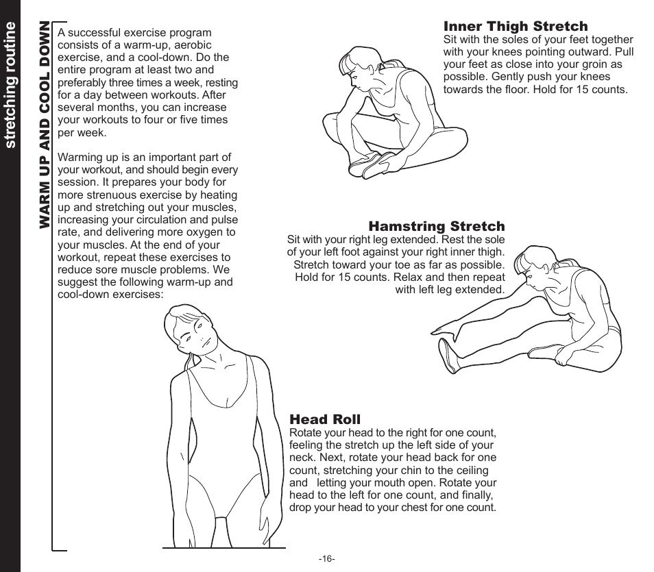 Stretching routine | Evo Fitness SEDONA 50553 User Manual | Page 16 / 20