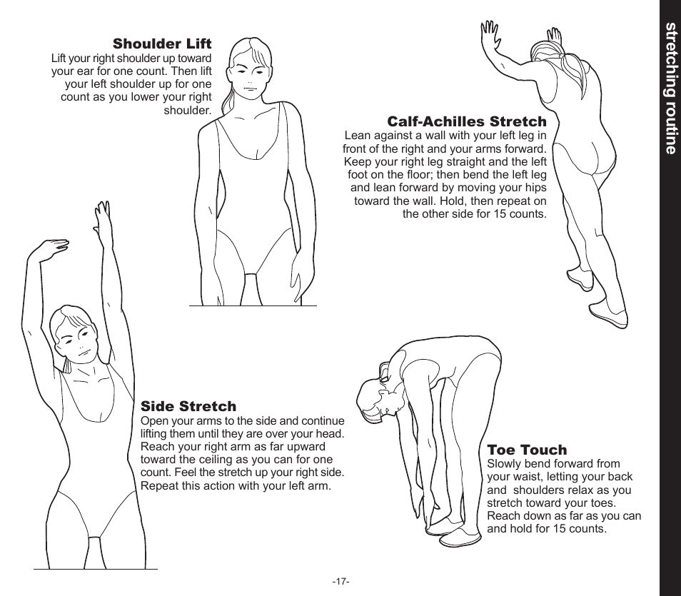 Stretching routine | Evo Fitness SEDONA 50553 User Manual | Page 17 / 20