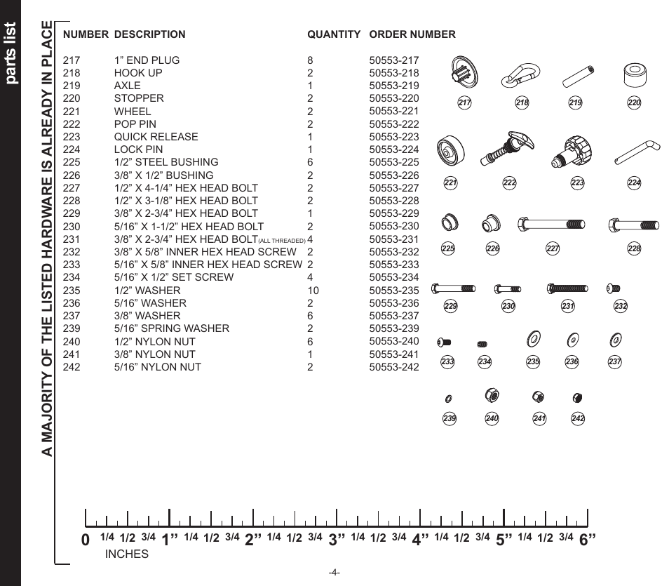 Part s list | Evo Fitness SEDONA 50553 User Manual | Page 4 / 20