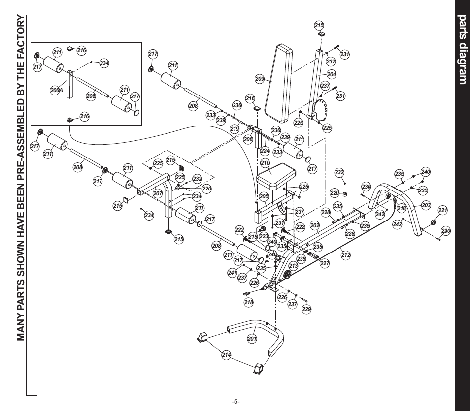 Part s diagram | Evo Fitness SEDONA 50553 User Manual | Page 5 / 20