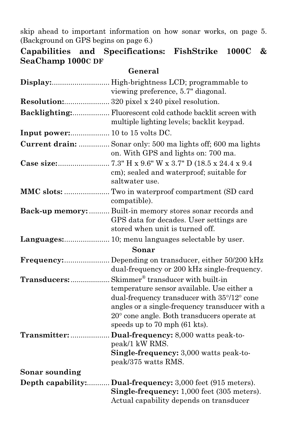 Eagle Electronics FISHSTRIKE 1000C User Manual | Page 11 / 204