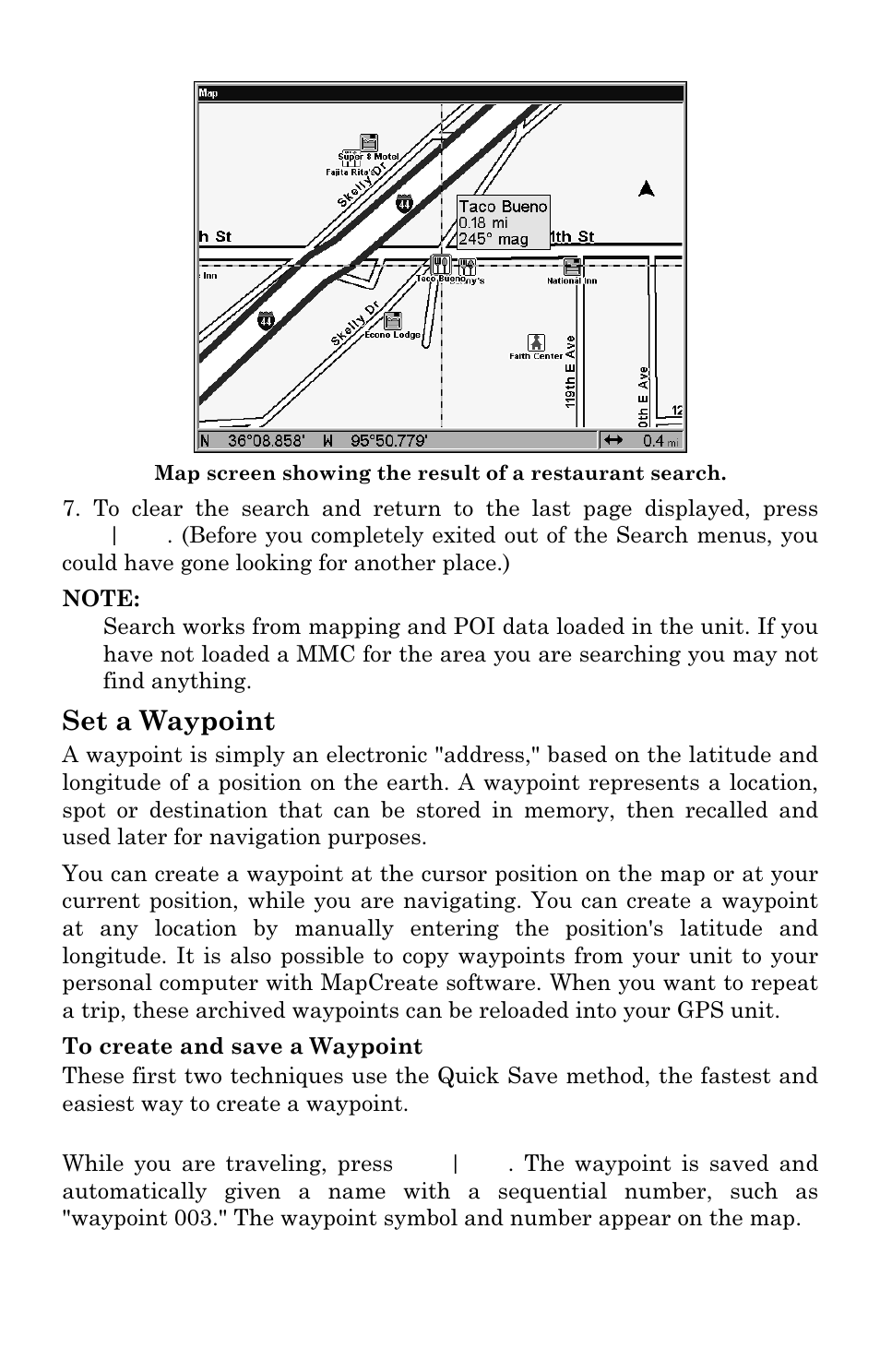 Set a waypoint | Eagle Electronics FISHSTRIKE 1000C User Manual | Page 116 / 204
