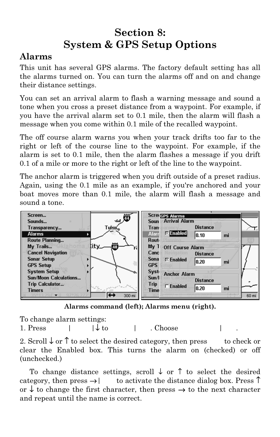 Alarms | Eagle Electronics FISHSTRIKE 1000C User Manual | Page 143 / 204