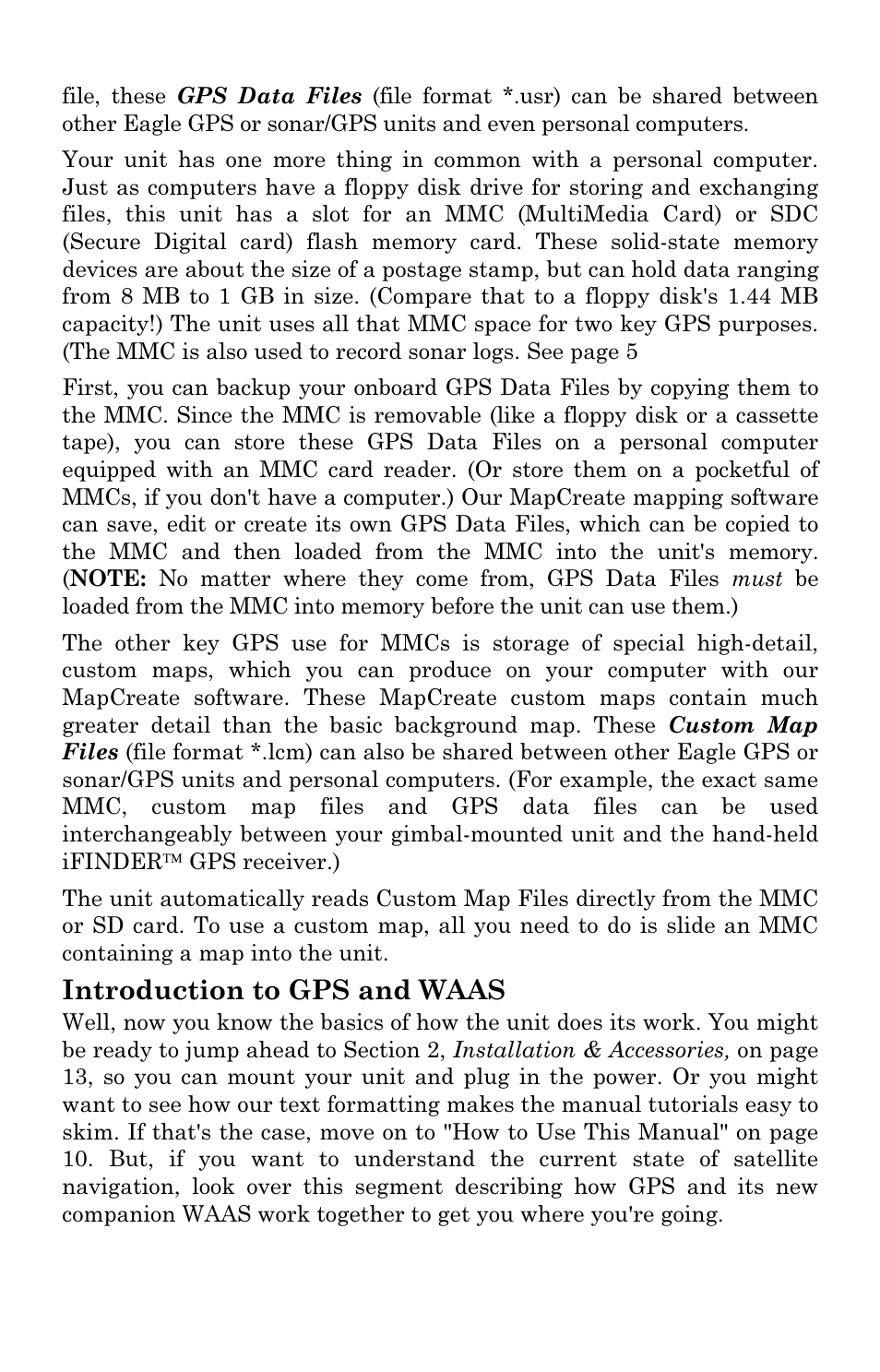 Introduction to gps and waas | Eagle Electronics FISHSTRIKE 1000C User Manual | Page 15 / 204