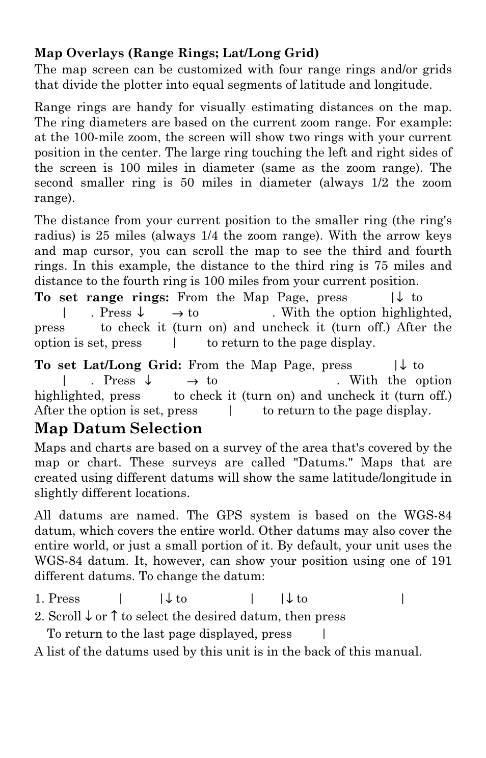 Map datum selection | Eagle Electronics FISHSTRIKE 1000C User Manual | Page 154 / 204