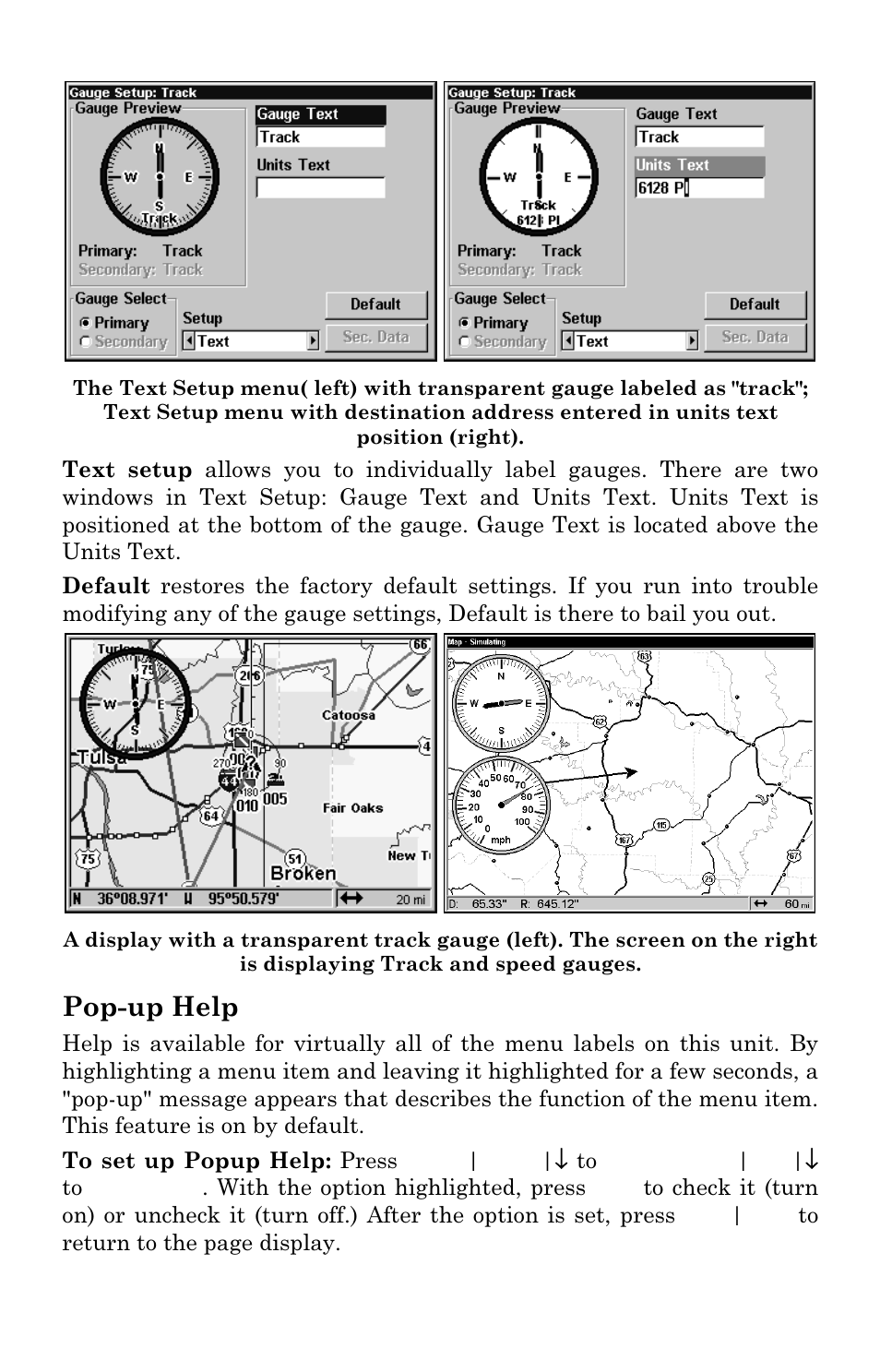 Pop-up help | Eagle Electronics FISHSTRIKE 1000C User Manual | Page 168 / 204