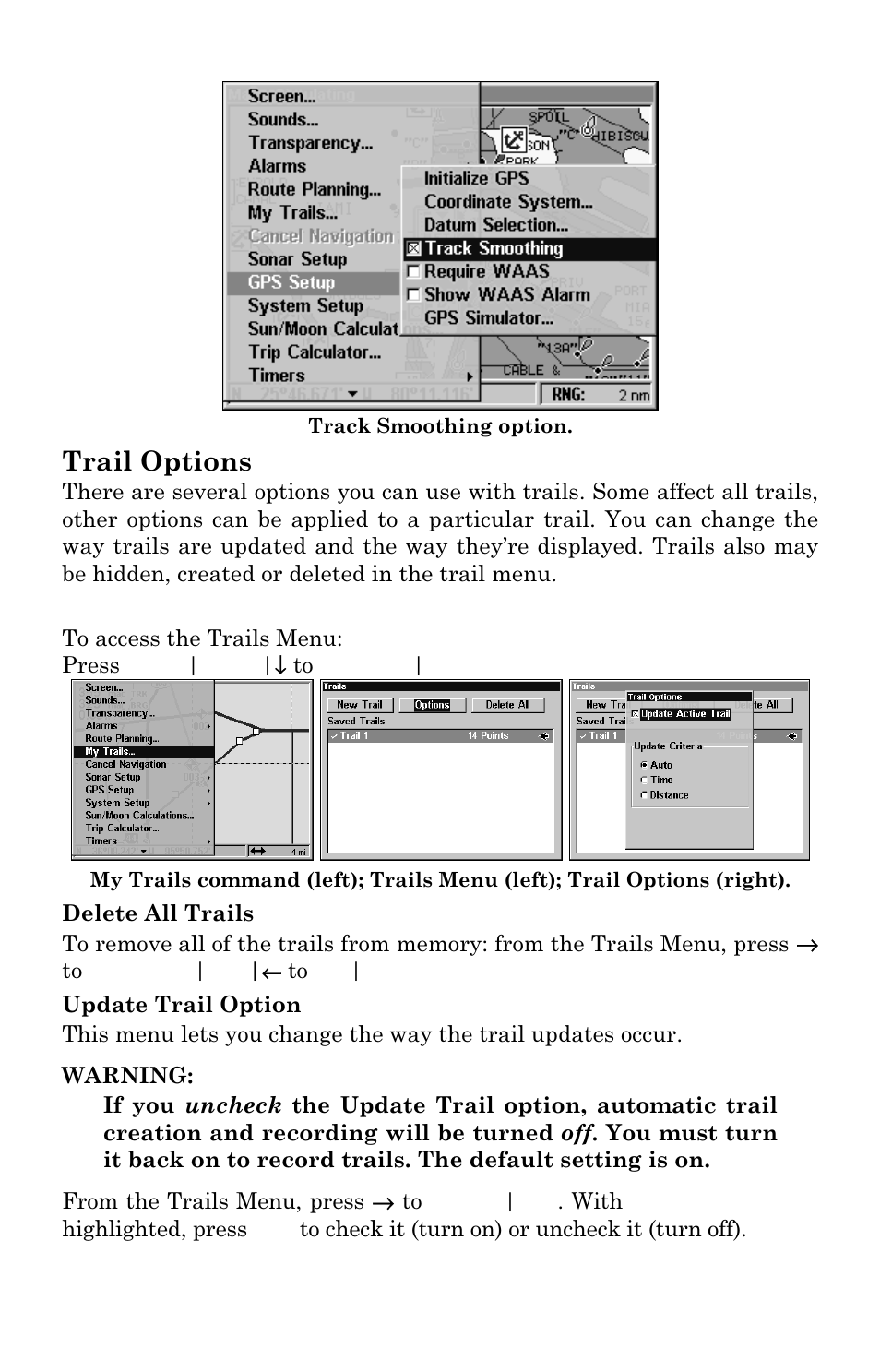 Trail options | Eagle Electronics FISHSTRIKE 1000C User Manual | Page 174 / 204