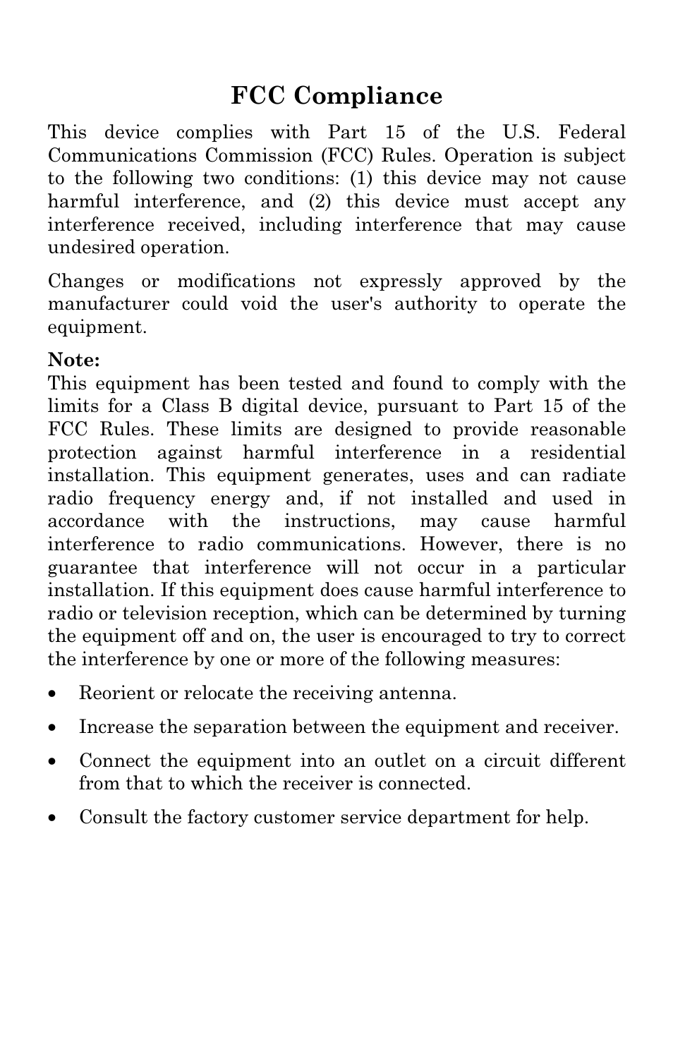 Fcc compliance | Eagle Electronics FISHSTRIKE 1000C User Manual | Page 197 / 204