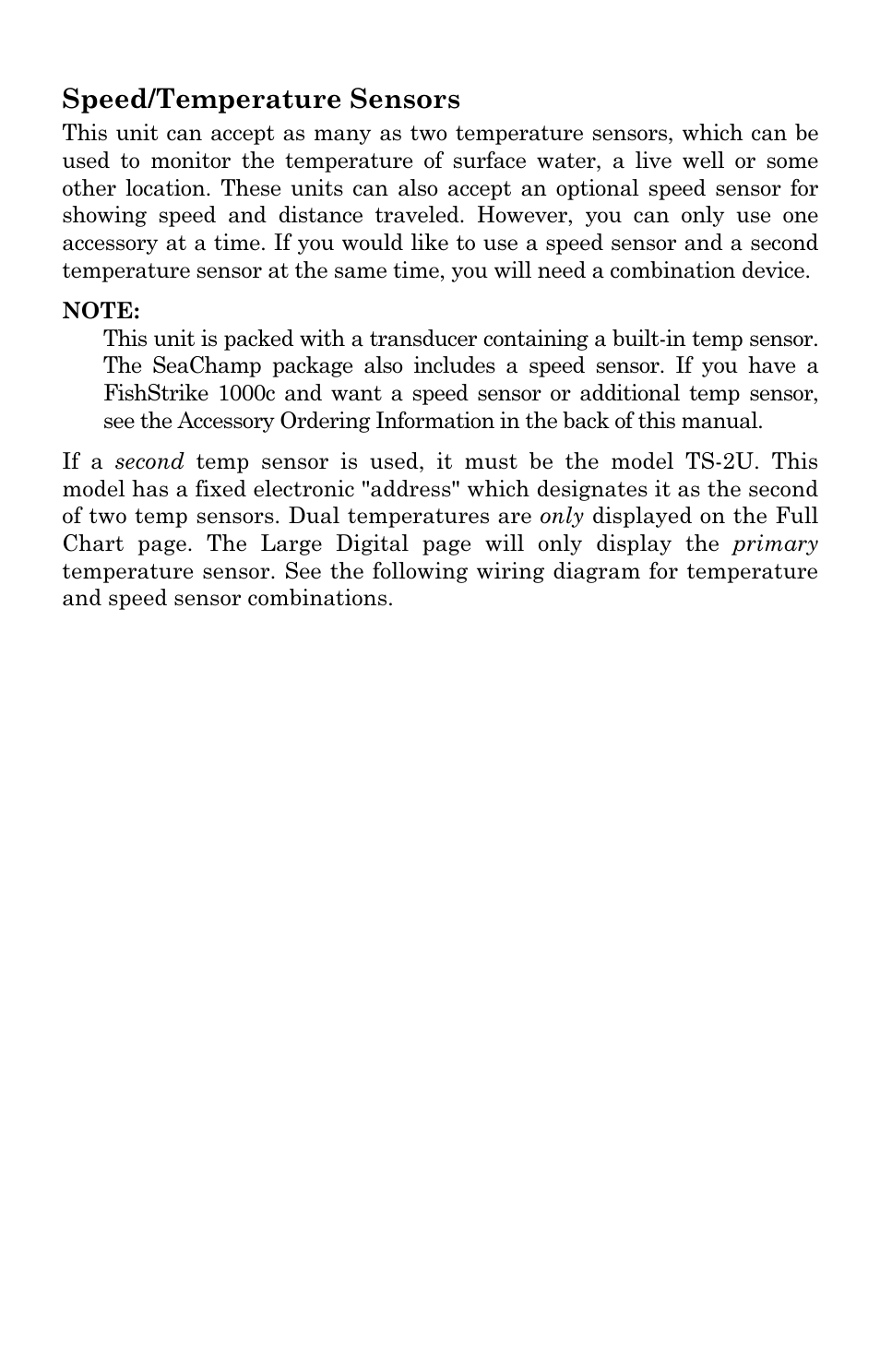 Speed/temperature sensors | Eagle Electronics FISHSTRIKE 1000C User Manual | Page 37 / 204