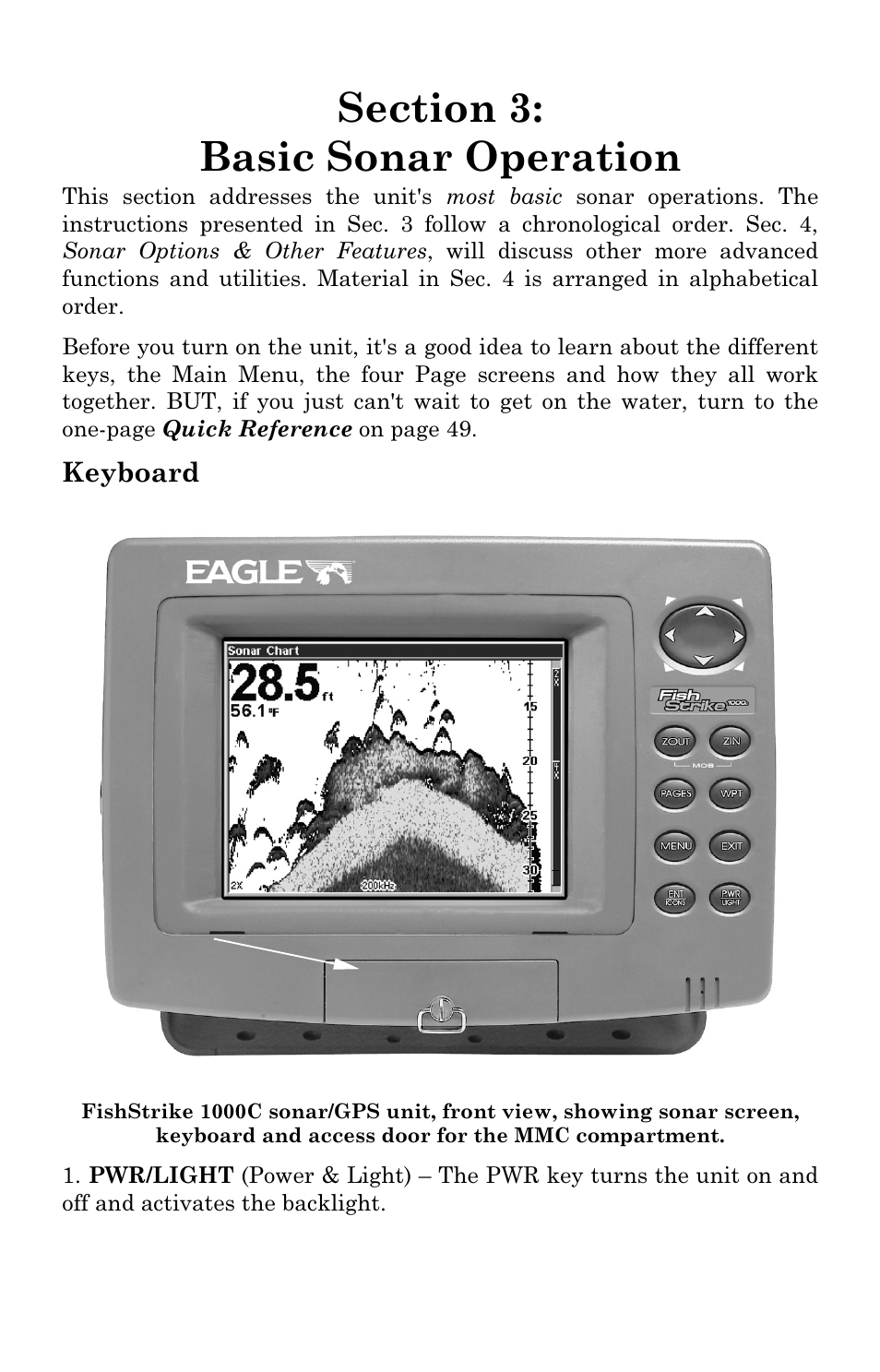 Keyboard | Eagle Electronics FISHSTRIKE 1000C User Manual | Page 49 / 204