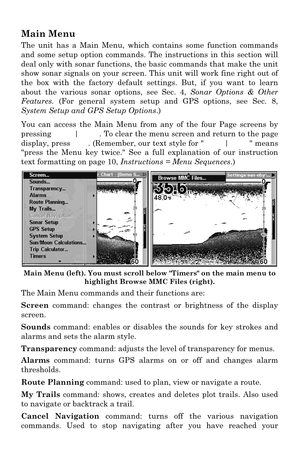 Main menu | Eagle Electronics FISHSTRIKE 1000C User Manual | Page 51 / 204