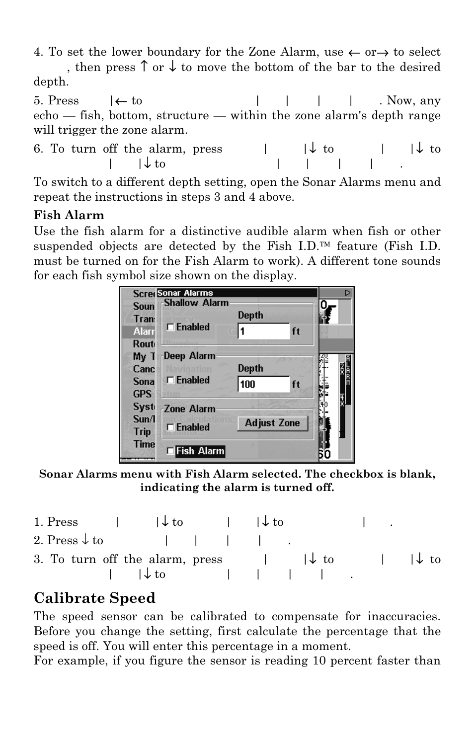 Calibrate speed | Eagle Electronics FISHSTRIKE 1000C User Manual | Page 66 / 204