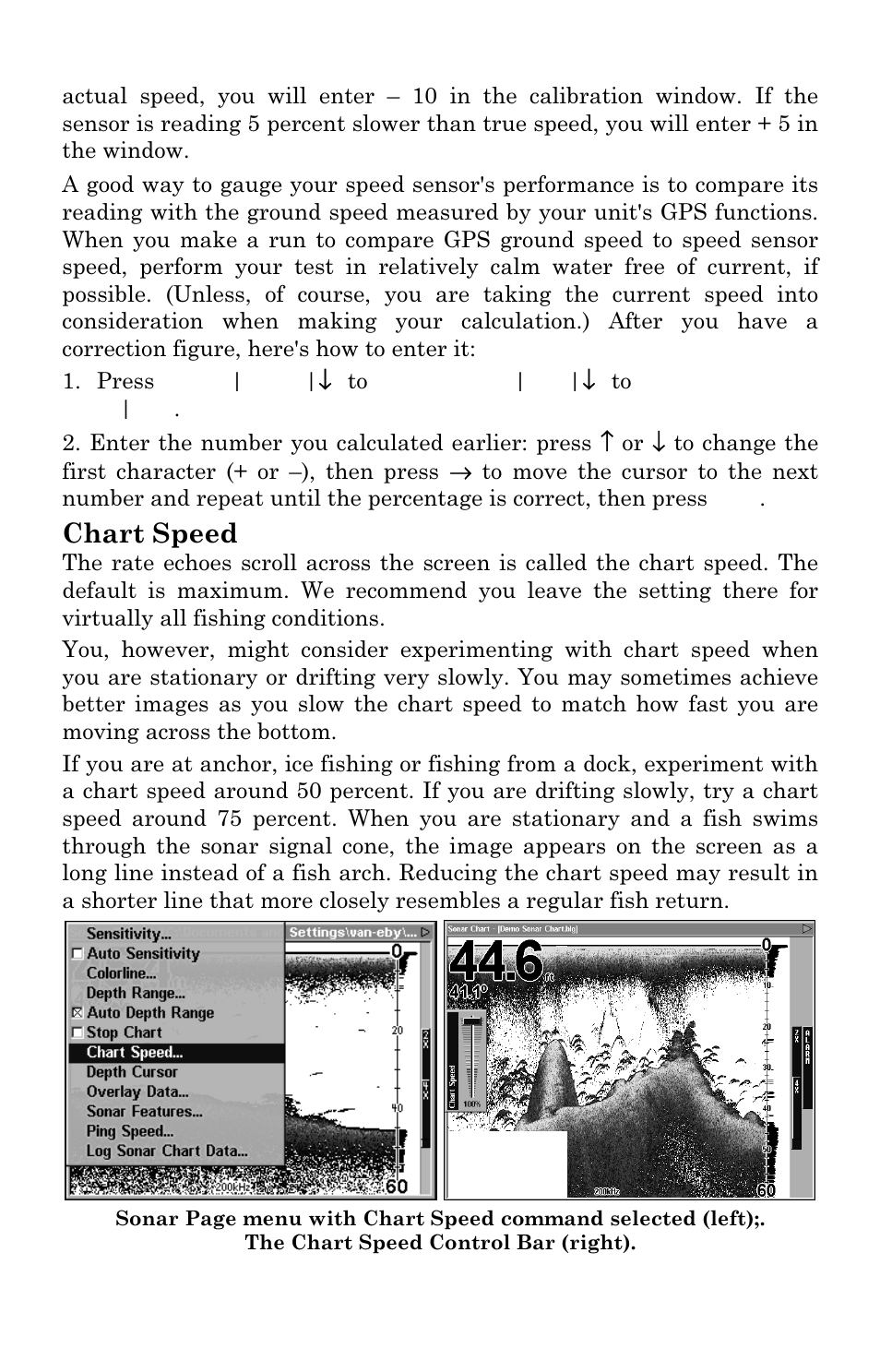 Chart speed | Eagle Electronics FISHSTRIKE 1000C User Manual | Page 67 / 204