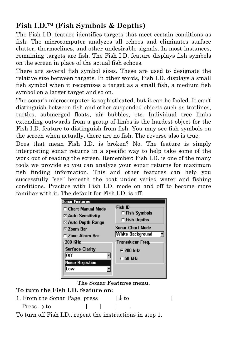 Fish i.d.  (fish symbols & depths) | Eagle Electronics FISHSTRIKE 1000C User Manual | Page 72 / 204