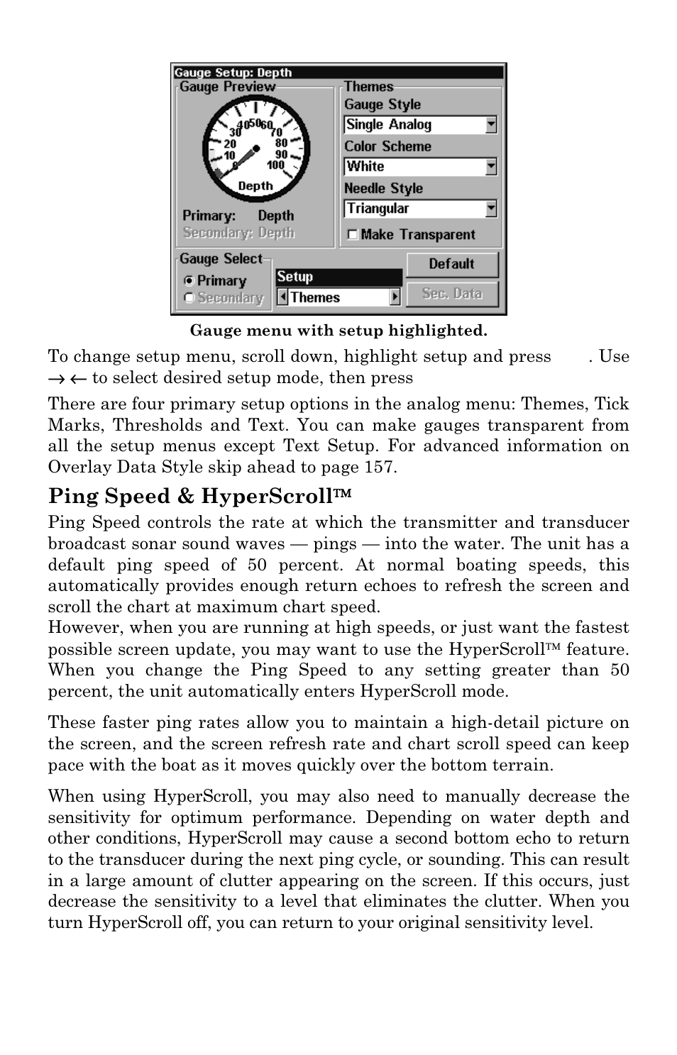 Ping speed & hyperscroll | Eagle Electronics FISHSTRIKE 1000C User Manual | Page 80 / 204