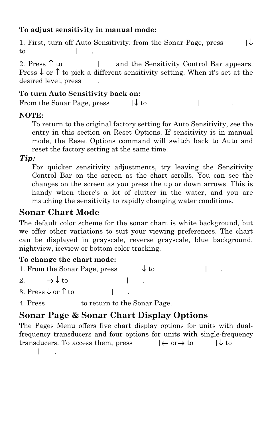 Sonar chart mode, Sonar page & sonar chart display options | Eagle Electronics FISHSTRIKE 1000C User Manual | Page 85 / 204