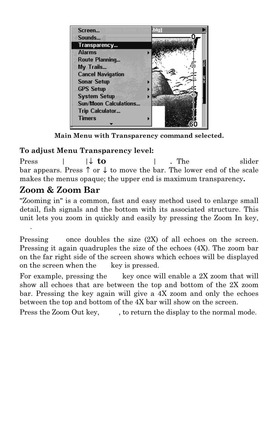 Zoom & zoom bar | Eagle Electronics FISHSTRIKE 1000C User Manual | Page 94 / 204