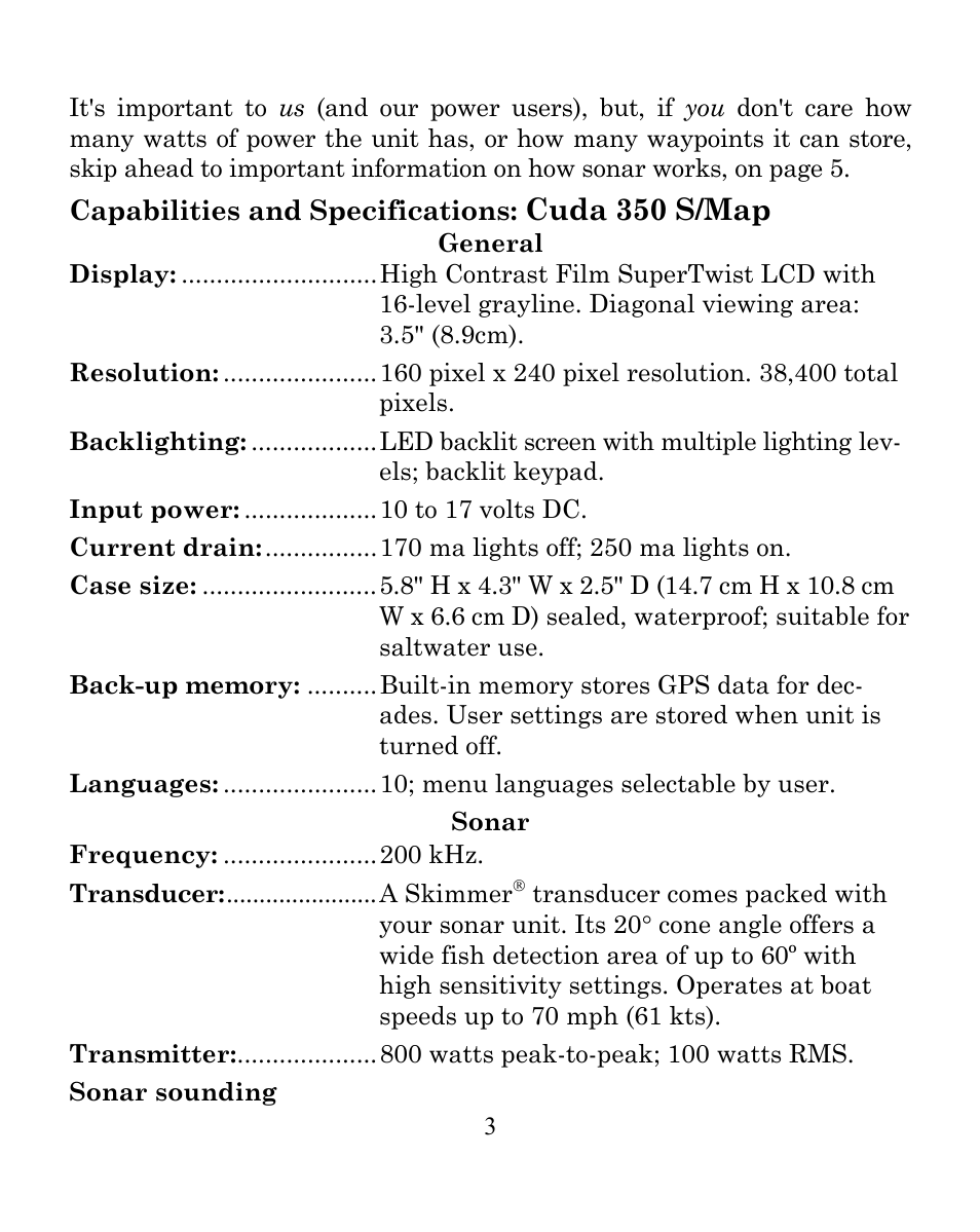 Cuda 350 s/map | Eagle Electronics CUDA 350 S/MAP User Manual | Page 11 / 180