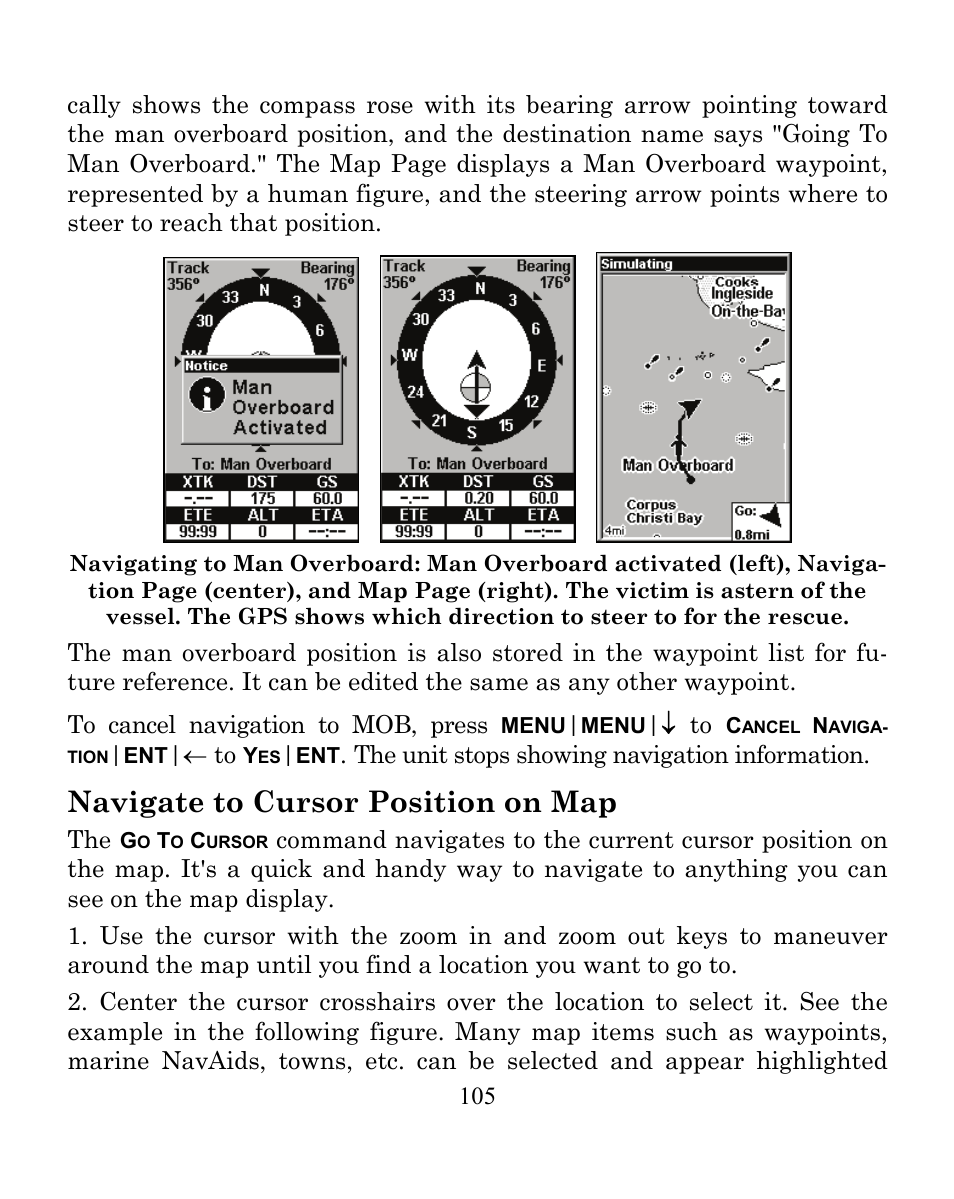 Navigate to cursor position on map | Eagle Electronics CUDA 350 S/MAP User Manual | Page 113 / 180