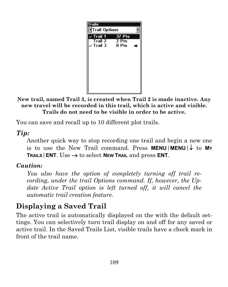 Displaying a saved trail | Eagle Electronics CUDA 350 S/MAP User Manual | Page 117 / 180