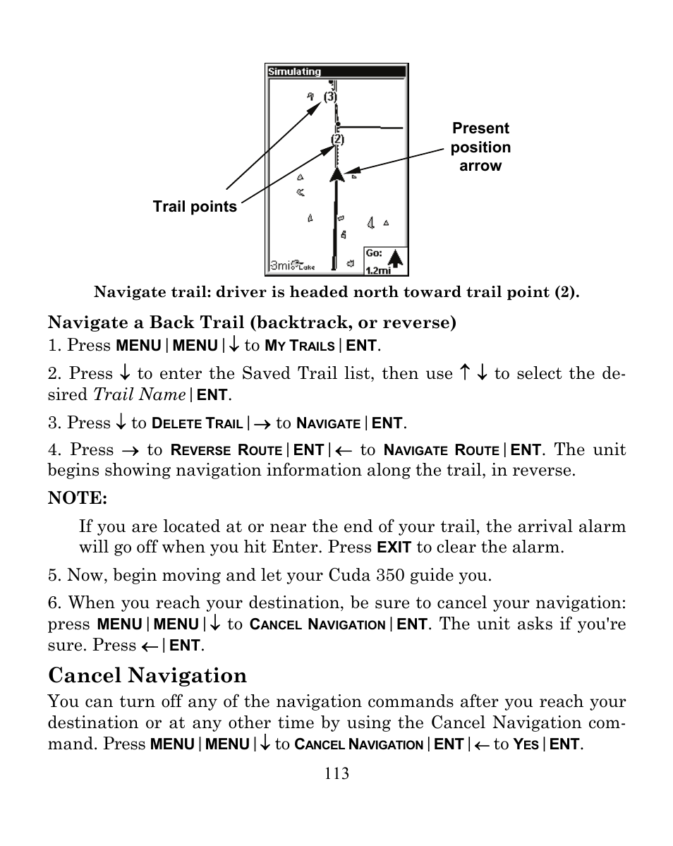 Cancel navigation | Eagle Electronics CUDA 350 S/MAP User Manual | Page 121 / 180