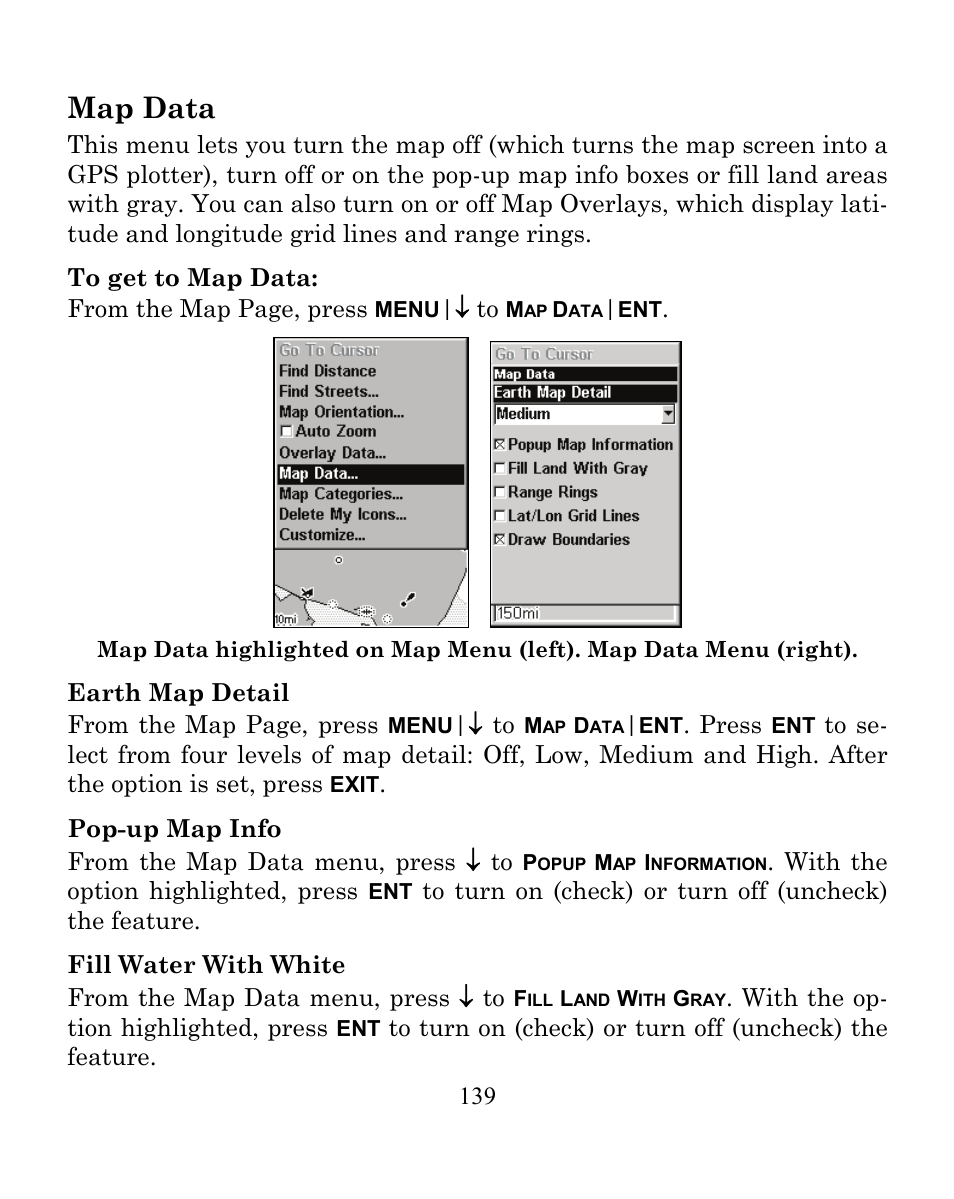 Map data | Eagle Electronics CUDA 350 S/MAP User Manual | Page 147 / 180