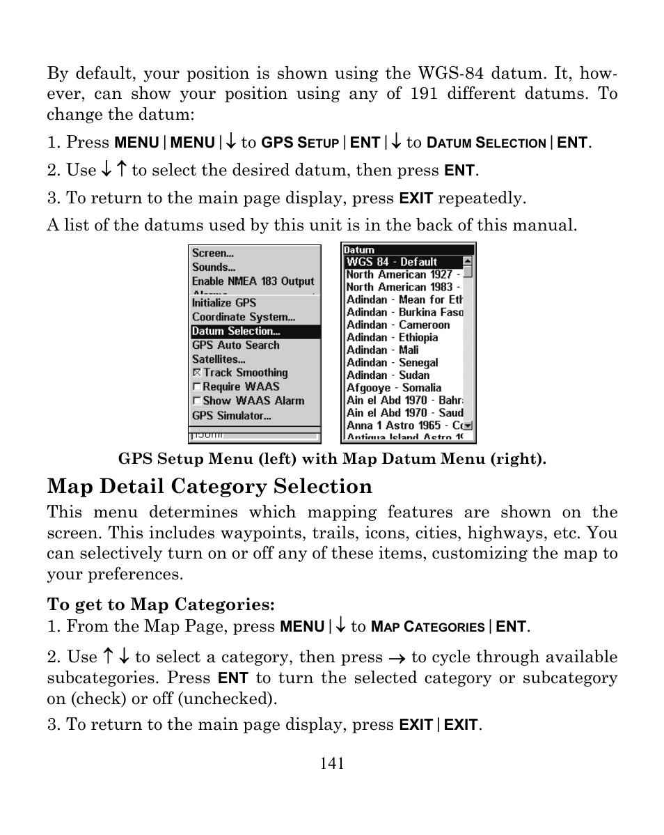 Map detail category selection | Eagle Electronics CUDA 350 S/MAP User Manual | Page 149 / 180