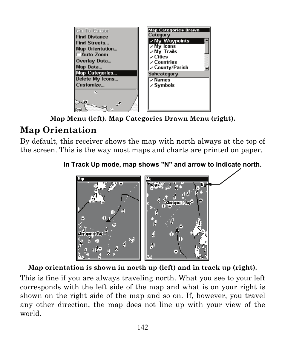 Map orientation | Eagle Electronics CUDA 350 S/MAP User Manual | Page 150 / 180