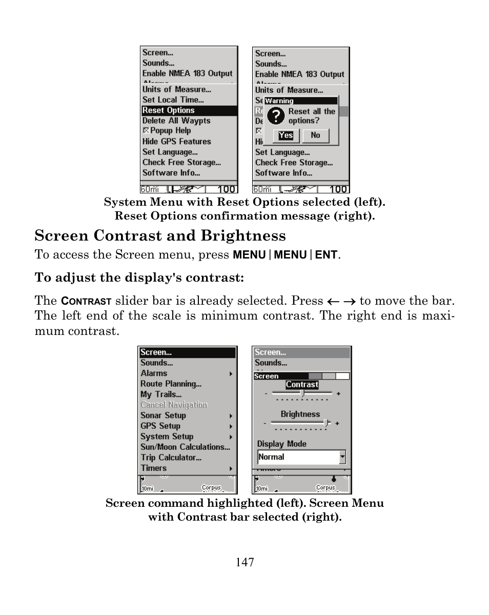 Screen contrast and brightness | Eagle Electronics CUDA 350 S/MAP User Manual | Page 155 / 180