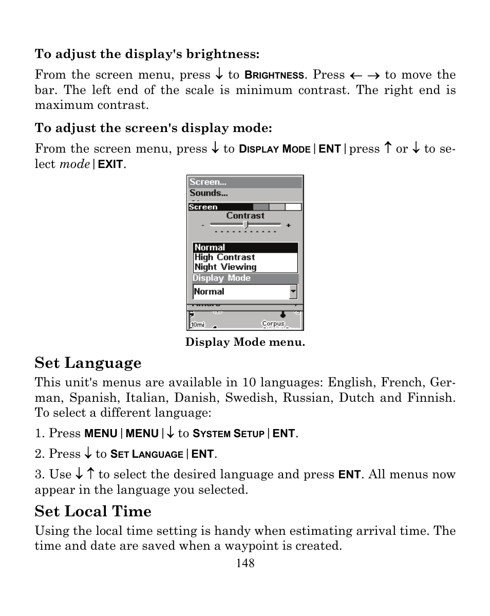 Set language, Set local time | Eagle Electronics CUDA 350 S/MAP User Manual | Page 156 / 180