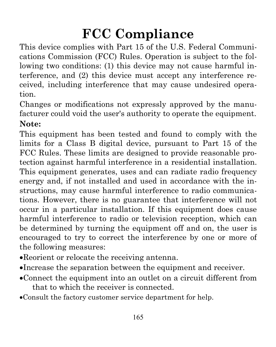 Fcc compliance | Eagle Electronics CUDA 350 S/MAP User Manual | Page 176 / 180