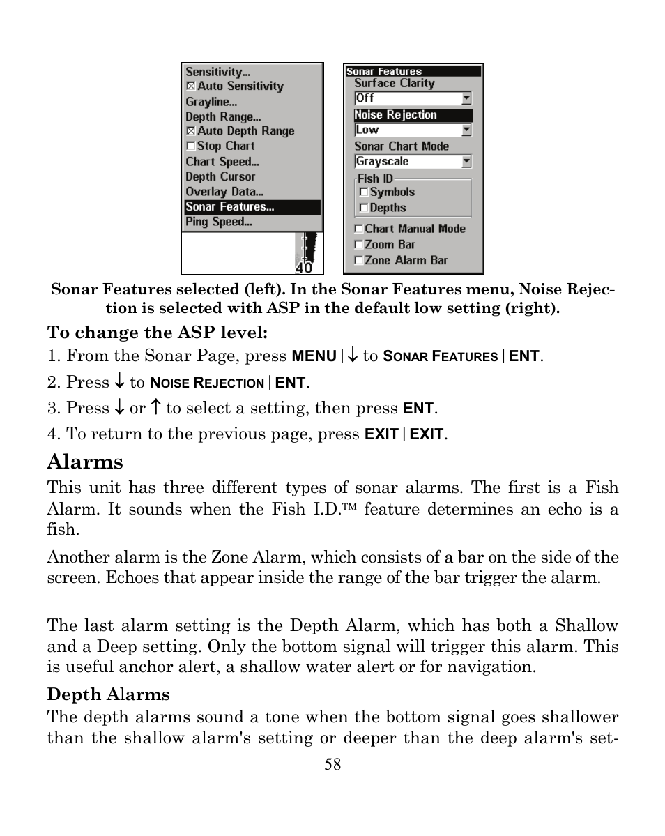 Alarms | Eagle Electronics CUDA 350 S/MAP User Manual | Page 66 / 180