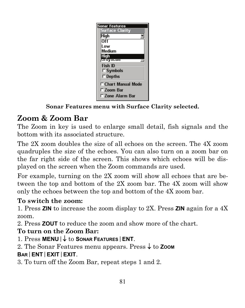 Zoom & zoom bar | Eagle Electronics CUDA 350 S/MAP User Manual | Page 89 / 180