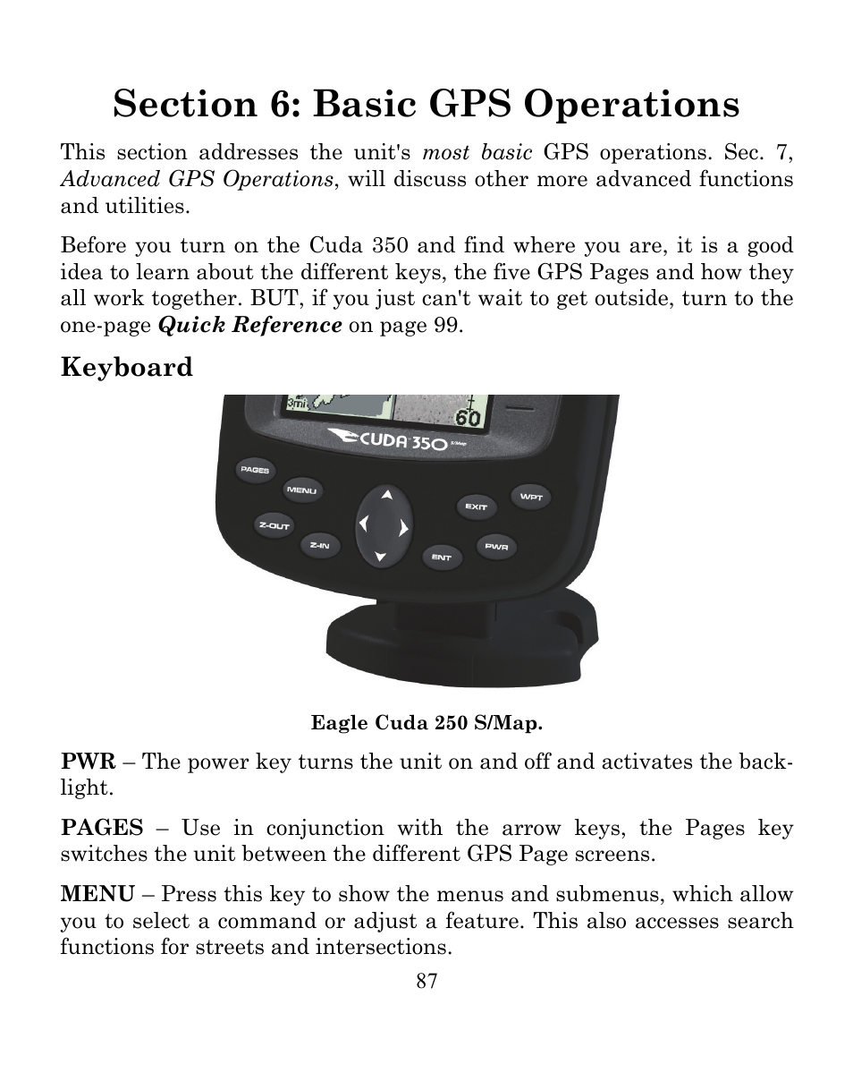 Keyboard | Eagle Electronics CUDA 350 S/MAP User Manual | Page 95 / 180