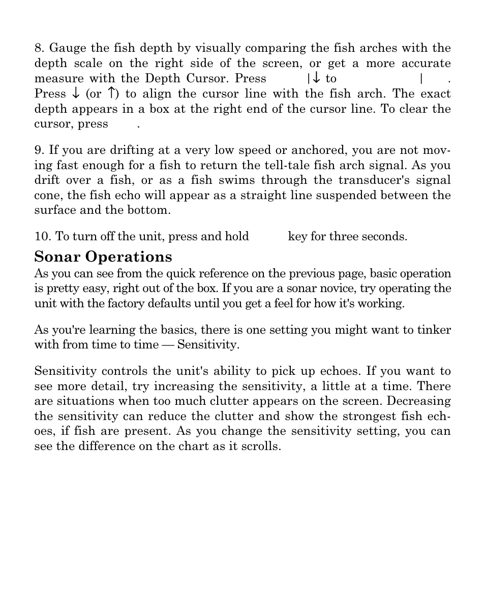 Sonar operations | Eagle Electronics FISHEASY 320C User Manual | Page 54 / 104