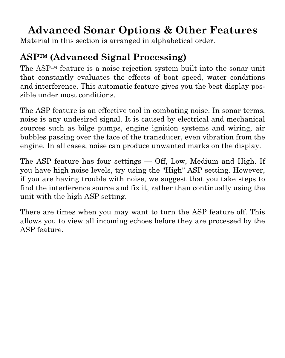 Advanced sonar options & other features | Eagle Electronics FISHEASY 320C User Manual | Page 60 / 104