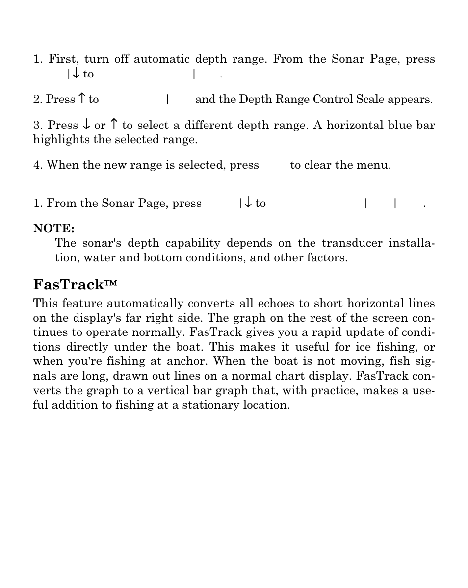 Fastrack | Eagle Electronics FISHEASY 320C User Manual | Page 70 / 104