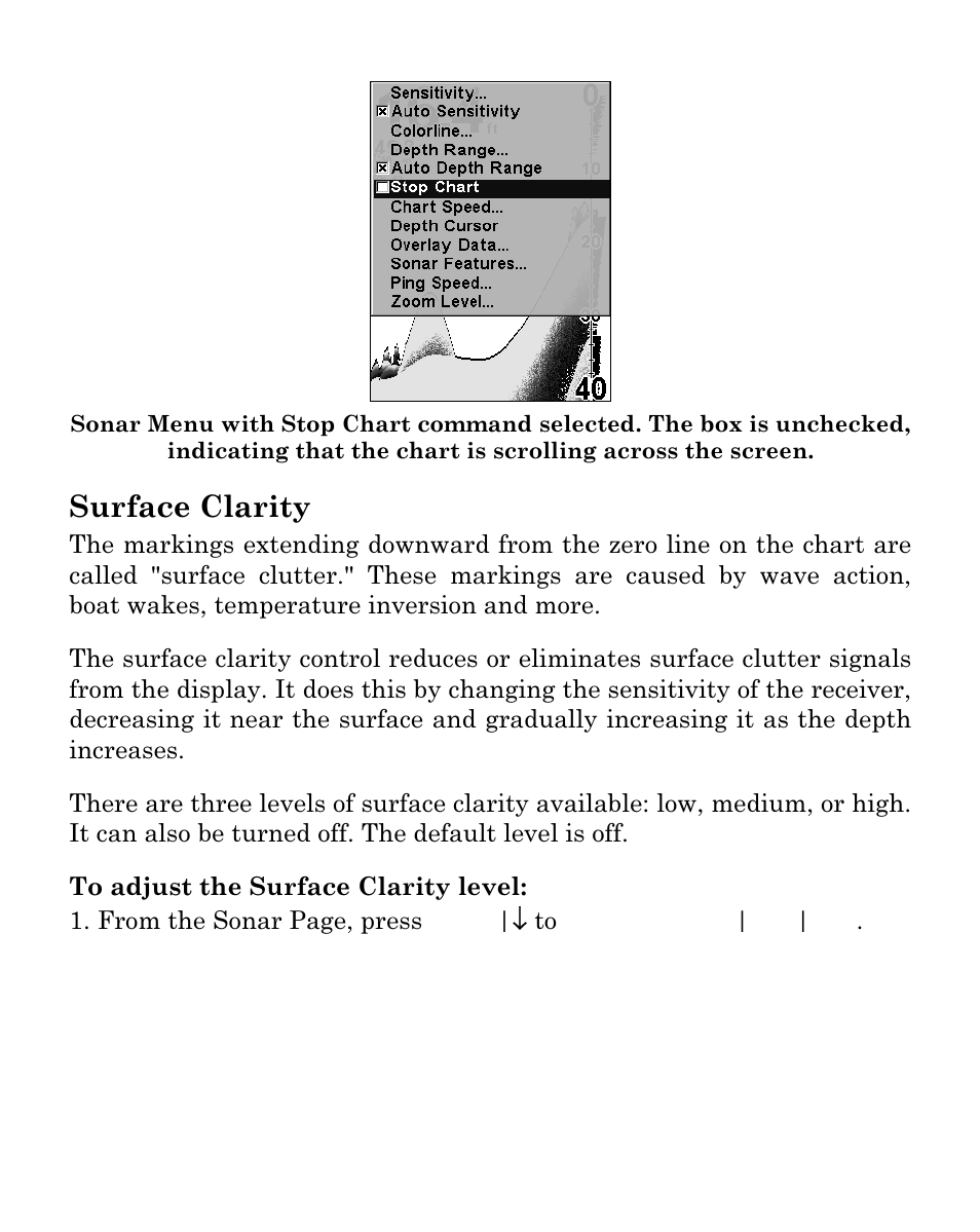 Surface clarity | Eagle Electronics FISHEASY 320C User Manual | Page 88 / 104